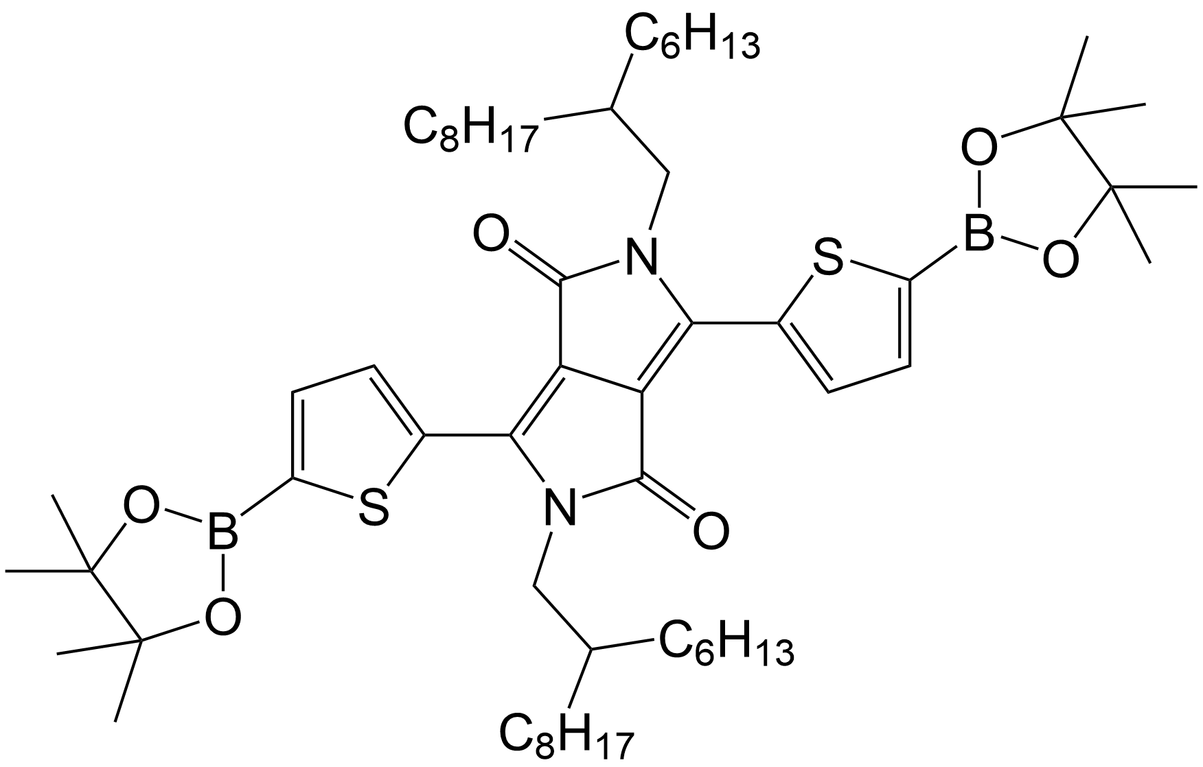 2,5-bis(2-hexyldecyl)-3,6-bis(5-(4,4,5,5-tetramethyl-1,3,2-dioxaborolan-2-yl)thiophen-2-yl)pyrrolo[3,4-c]pyrrole-1,4(2H,5H)-dione/1224430-81-2